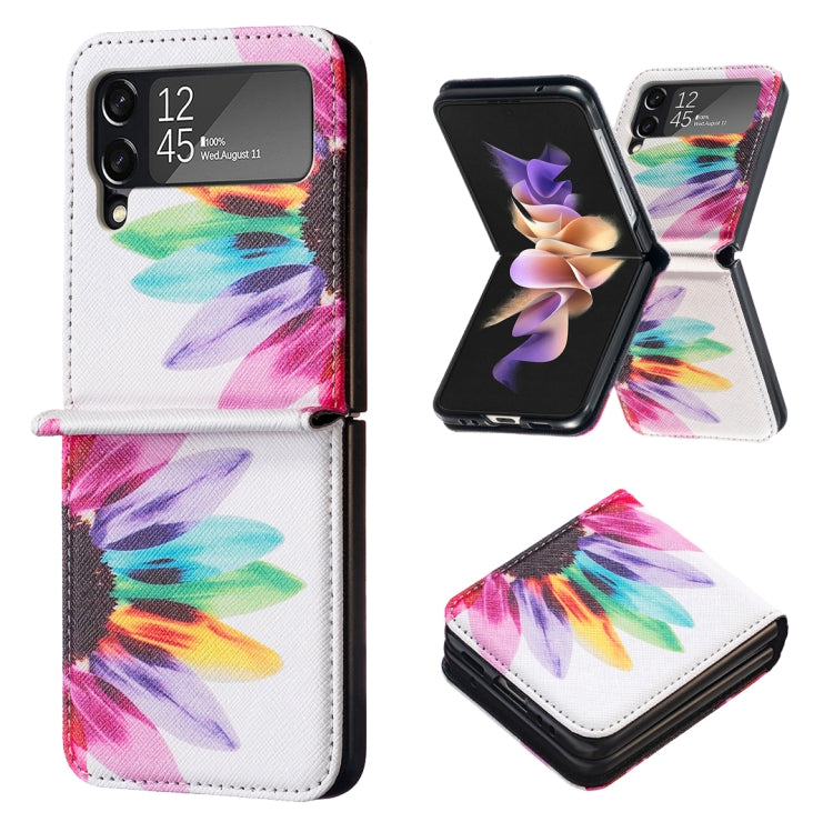 Colored Drawing Leather Phone Case, For Samsung Galaxy Z Flip5, For Samsung Galaxy Z Flip3 5G, For Samsung Galaxy Z Flip4