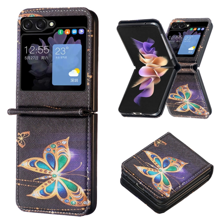 Colored Drawing Leather Phone Case, For Samsung Galaxy Z Flip5, For Samsung Galaxy Z Flip3 5G, For Samsung Galaxy Z Flip4