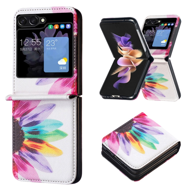 Colored Drawing Leather Phone Case, For Samsung Galaxy Z Flip5, For Samsung Galaxy Z Flip3 5G, For Samsung Galaxy Z Flip4