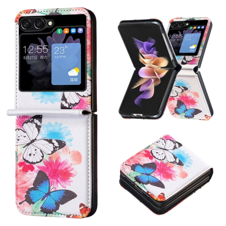 Colored Drawing Leather Phone Case, For Samsung Galaxy Z Flip5, For Samsung Galaxy Z Flip3 5G, For Samsung Galaxy Z Flip4