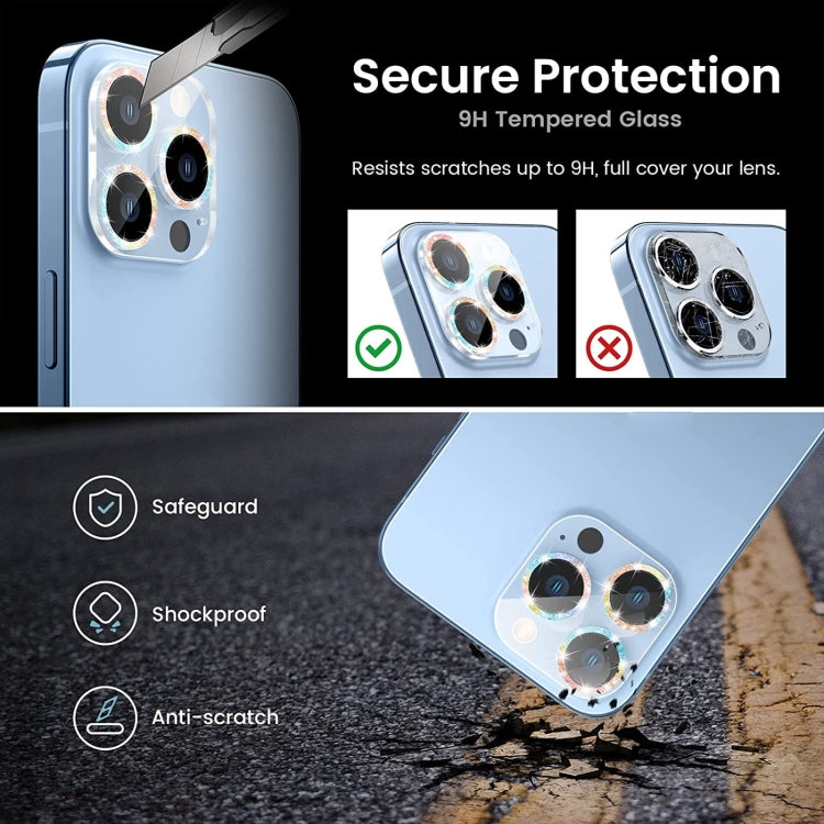 Glitter Ring Tempered Glass Camera Lens Film, For iPhone 12