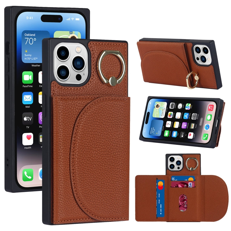 Litchi Texture Card Bag Phone Case, For iPhone 14, For iPhone 14 Plus, For iPhone 14 Pro, For iPhone 14 Pro Max