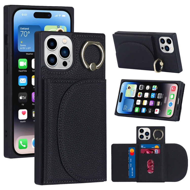 Litchi Texture Card Bag Phone Case, For iPhone 14, For iPhone 14 Plus, For iPhone 14 Pro, For iPhone 14 Pro Max