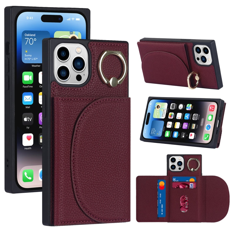 Litchi Texture Card Bag Phone Case, For iPhone 14, For iPhone 14 Plus, For iPhone 14 Pro, For iPhone 14 Pro Max