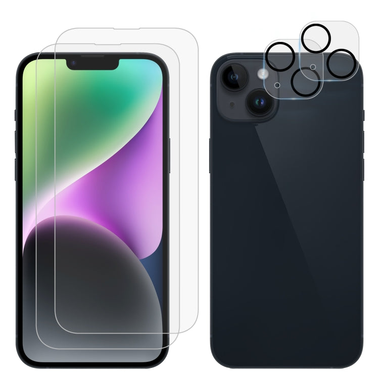 2pcs 0.26mm 9H 2.5D Tempered Glass Screen Film with 2pcs Lens Protector