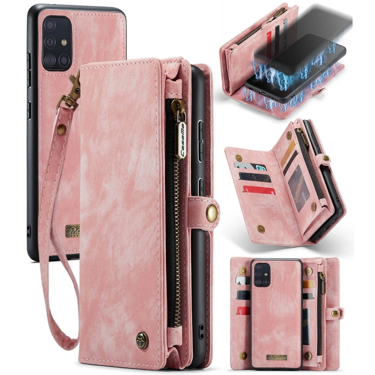 CaseMe Detachable Multifunctional Horizontal Flip Leather Case, with Card Slot & Holder & Zipper Wallet & Photo Frame, For Samsung Galaxy A51