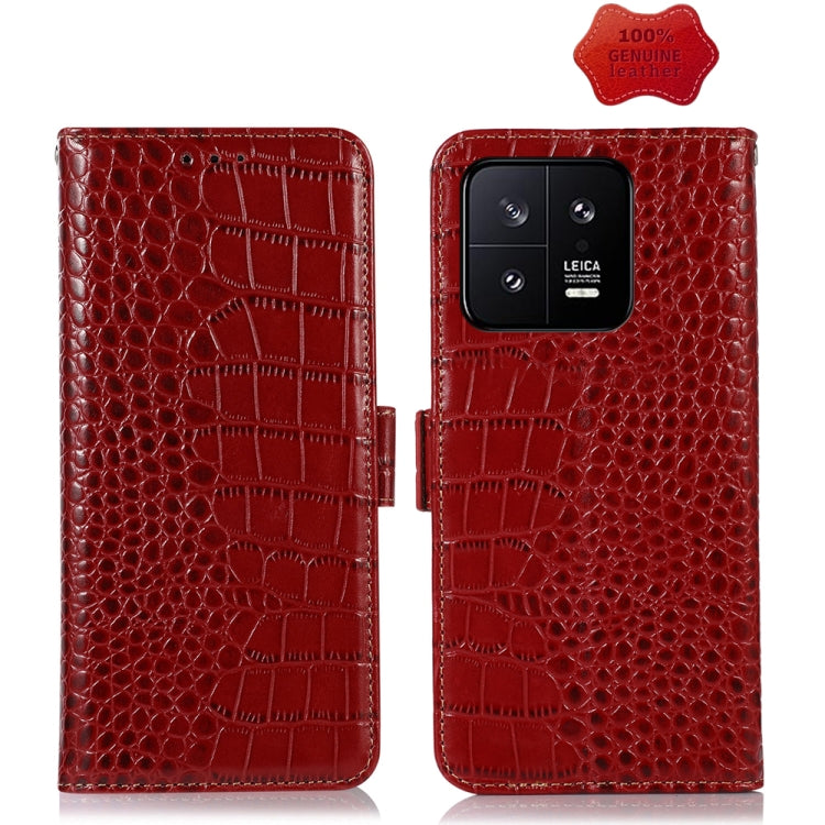 Crocodile Top Layer Cowhide Leather Phone Case, For Motorola Moto X40 Pro, For Xiaomi 13 Pro, For Xiaomi 13