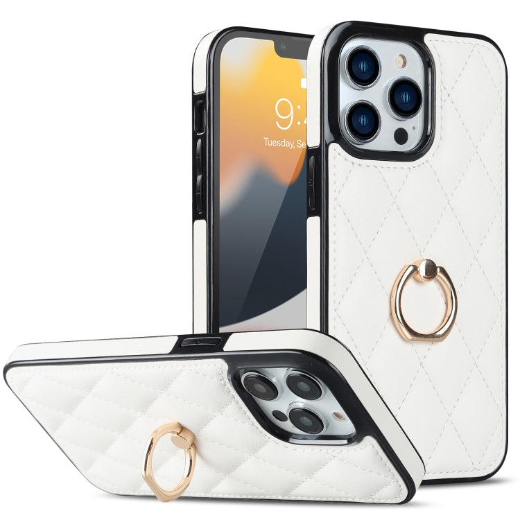 Rhombic PU Leather Phone Case with Ring Holder, Series 1