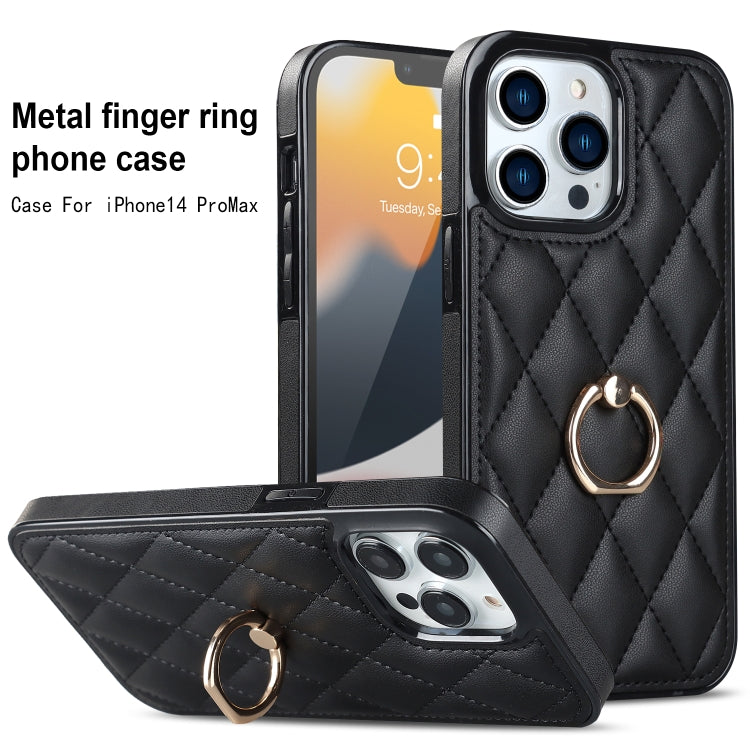 Rhombic PU Leather Phone Case with Ring Holder, Series 1