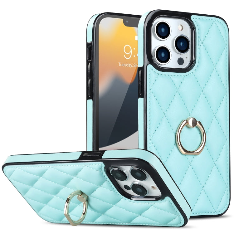 Rhombic PU Leather Phone Case with Ring Holder, Series 1