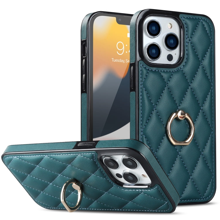 Rhombic PU Leather Phone Case with Ring Holder, Series 1