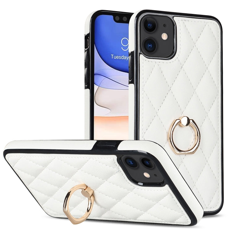 Rhombic PU Leather Phone Case with Ring Holder, Series 1