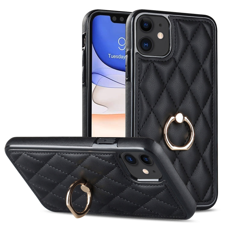 Rhombic PU Leather Phone Case with Ring Holder, Series 1