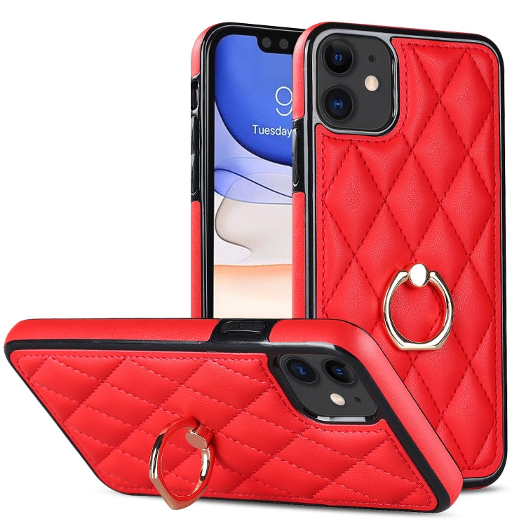 Rhombic PU Leather Phone Case with Ring Holder, Series 1