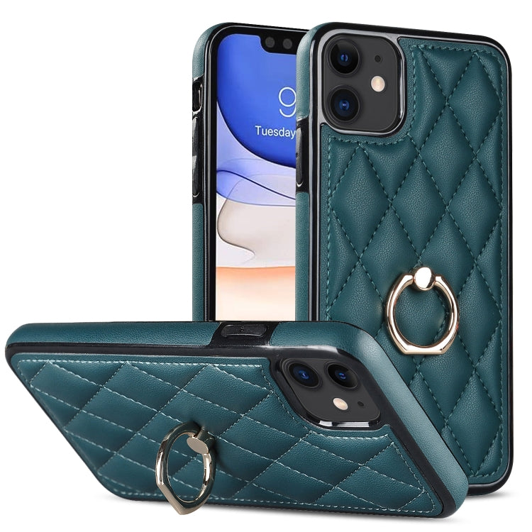 Rhombic PU Leather Phone Case with Ring Holder, Series 1