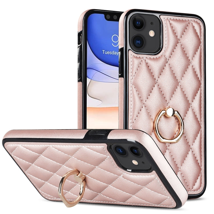 Rhombic PU Leather Phone Case with Ring Holder, Series 1