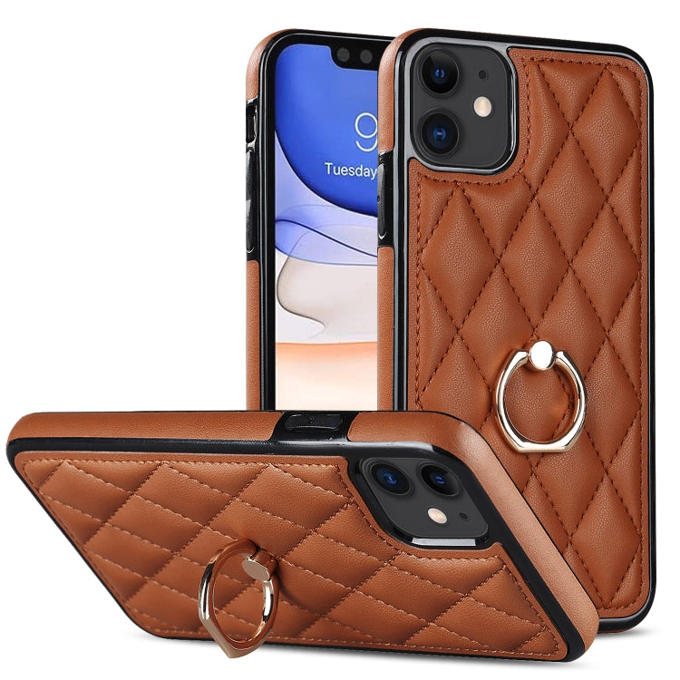 Rhombic PU Leather Phone Case with Ring Holder, Series 1