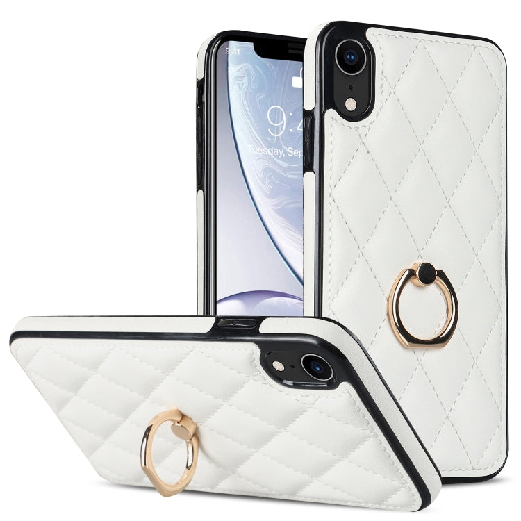 Rhombic PU Leather Phone Case with Ring Holder, Series 1