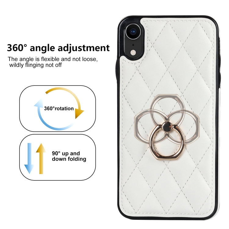 Rhombic PU Leather Phone Case with Ring Holder, Series 1