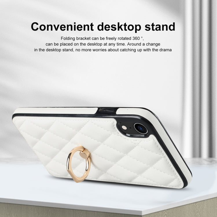Rhombic PU Leather Phone Case with Ring Holder, Series 1