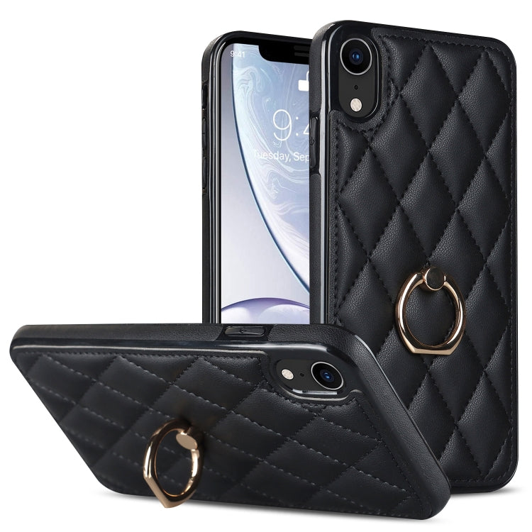 Rhombic PU Leather Phone Case with Ring Holder, Series 1