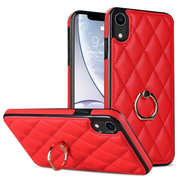 Rhombic PU Leather Phone Case with Ring Holder, Series 1