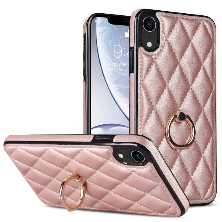 Rhombic PU Leather Phone Case with Ring Holder, Series 1