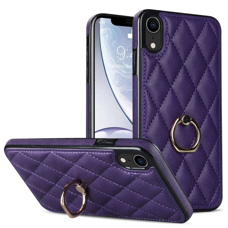 Rhombic PU Leather Phone Case with Ring Holder, Series 1
