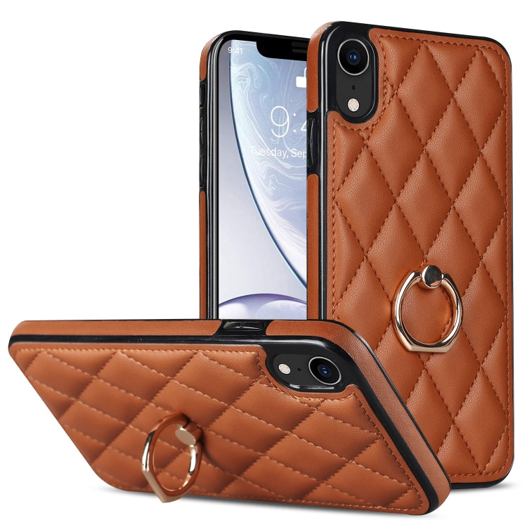 Rhombic PU Leather Phone Case with Ring Holder, Series 1