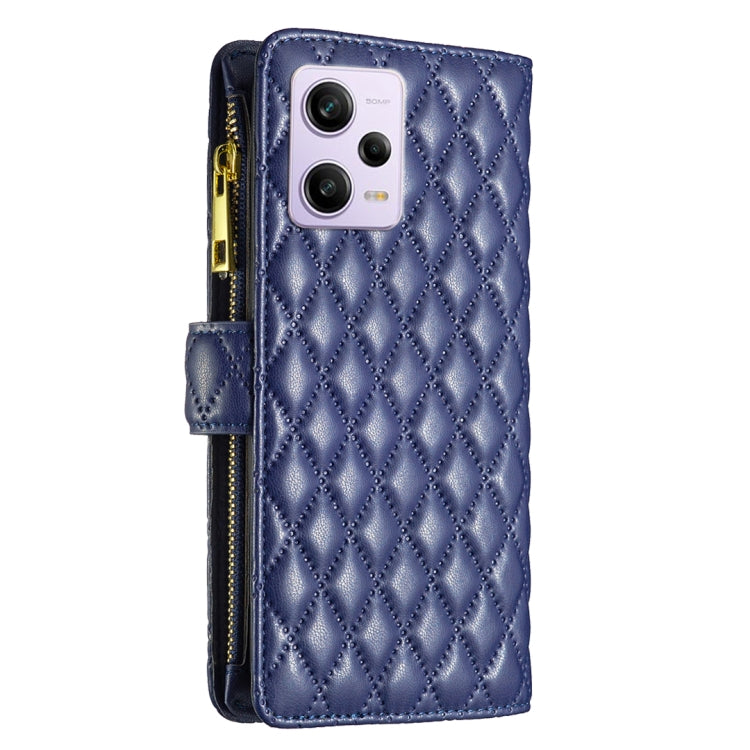 Diamond Lattice Zipper Wallet Leather Flip Phone Case, For Xiaomi Redmi Note 12 Pro 5G Global, For Xiaomi Redmi Note 12 Global