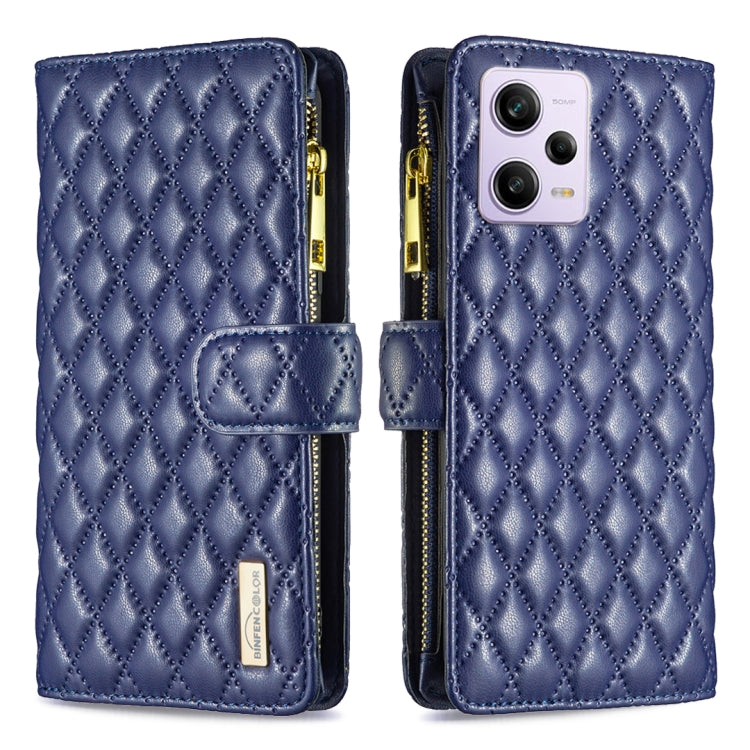 Diamond Lattice Zipper Wallet Leather Flip Phone Case, For Xiaomi Redmi Note 12 Pro 5G Global, For Xiaomi Redmi Note 12 Global