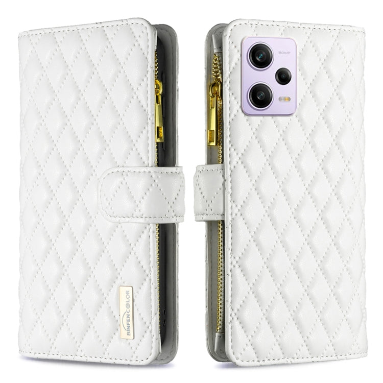 Diamond Lattice Zipper Wallet Leather Flip Phone Case, For Xiaomi Redmi Note 12 Pro 5G Global, For Xiaomi Redmi Note 12 Global
