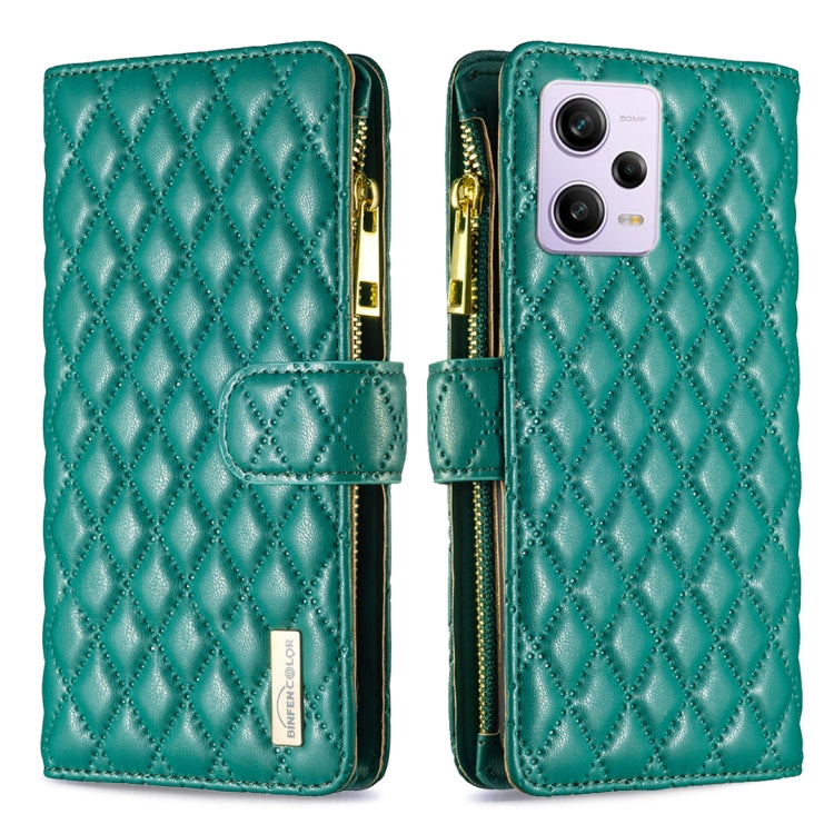 Diamond Lattice Zipper Wallet Leather Flip Phone Case, For Xiaomi Redmi Note 12 Pro 5G Global, For Xiaomi Redmi Note 12 Global