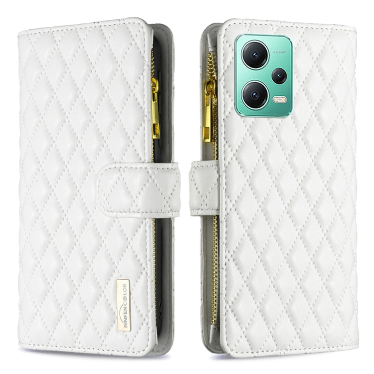 Diamond Lattice Zipper Wallet Leather Flip Phone Case, For Xiaomi Redmi Note 12 Pro 5G Global, For Xiaomi Redmi Note 12 Global