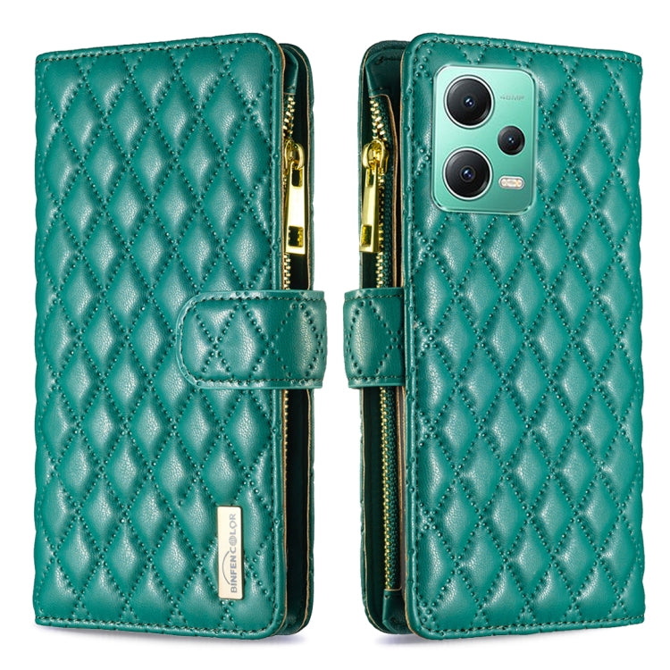 Diamond Lattice Zipper Wallet Leather Flip Phone Case, For Xiaomi Redmi Note 12 Pro 5G Global, For Xiaomi Redmi Note 12 Global