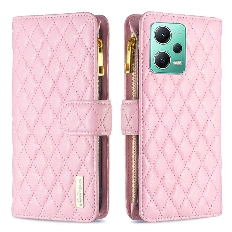 Diamond Lattice Zipper Wallet Leather Flip Phone Case, For Xiaomi Redmi Note 12 Pro 5G Global, For Xiaomi Redmi Note 12 Global