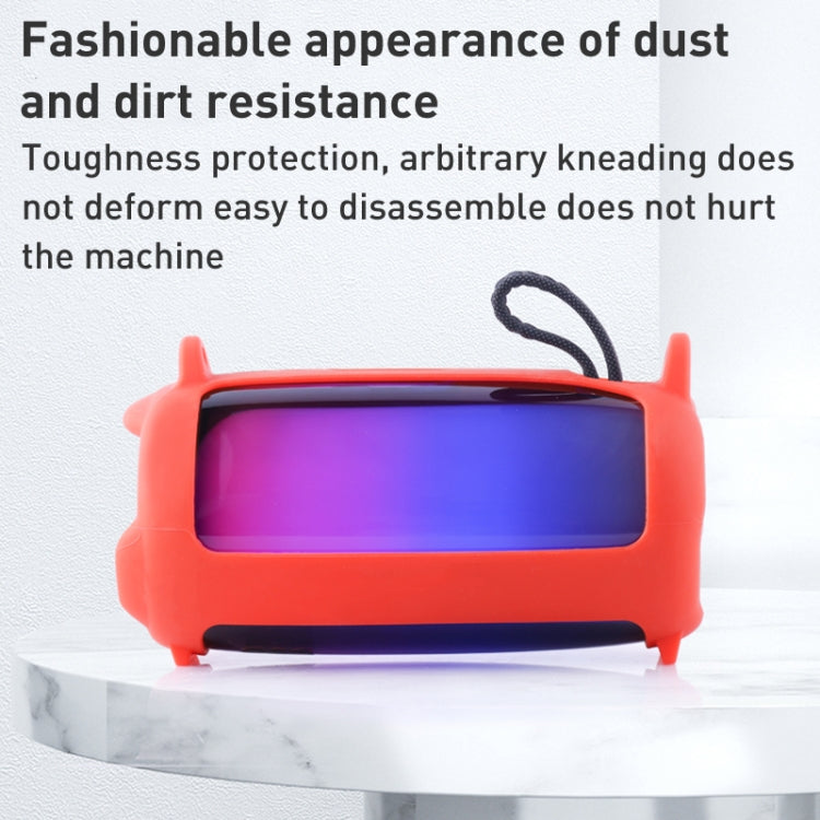 Colorful Light Effect Bluetooth Speaker Silicone Case with Shoulder Strap, For JBL Pulse 5 Black, For JBL Pulse 5 Red, For JBL Pulse 5 Blue