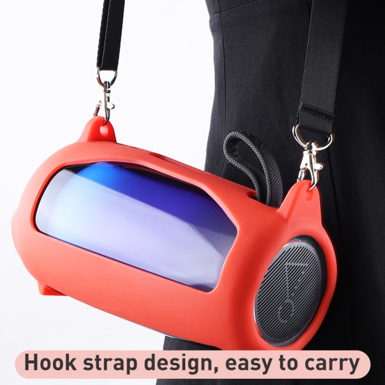 Colorful Light Effect Bluetooth Speaker Silicone Case with Shoulder Strap, For JBL Pulse 5 Black, For JBL Pulse 5 Red, For JBL Pulse 5 Blue