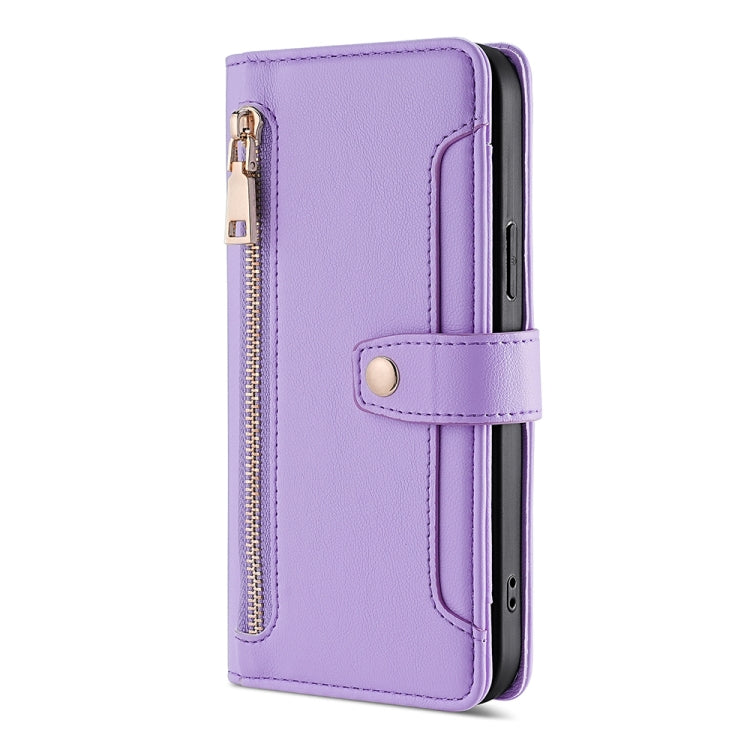 Sheep Texture Cross-body Zipper Wallet Leather Phone Case, Series 2