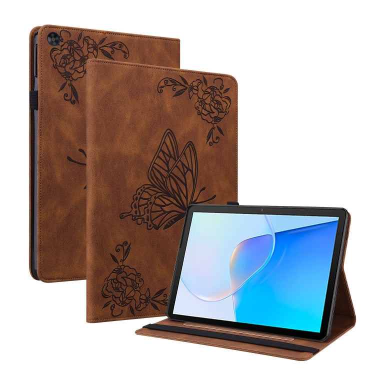 Étui en cuir gaufré motif papillon et fleur pour tablette, pour Huawei MatePad Pro 11 (2022), Huawei MatePad SE, Nokia T21, iPad 10e génération 10.9 (2022)