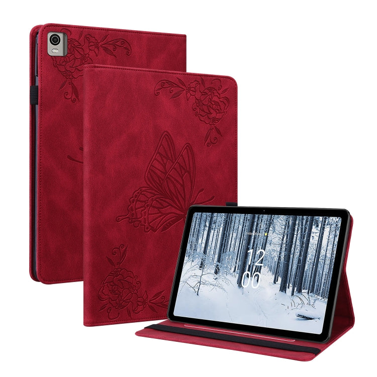 Étui en cuir gaufré motif papillon et fleur pour tablette, pour Huawei MatePad Pro 11 (2022), Huawei MatePad SE, Nokia T21, iPad 10e génération 10.9 (2022)