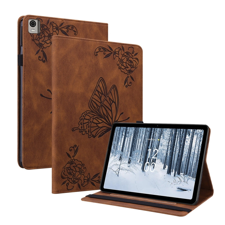 Étui en cuir gaufré motif papillon et fleur pour tablette, pour Huawei MatePad Pro 11 (2022), Huawei MatePad SE, Nokia T21, iPad 10e génération 10.9 (2022)