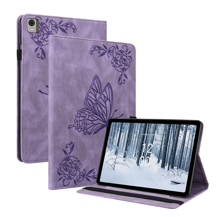 Étui en cuir gaufré motif papillon et fleur pour tablette, pour Huawei MatePad Pro 11 (2022), Huawei MatePad SE, Nokia T21, iPad 10e génération 10.9 (2022)