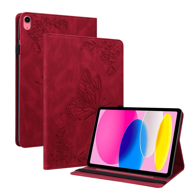 Étui en cuir gaufré motif papillon et fleur pour tablette, pour Huawei MatePad Pro 11 (2022), Huawei MatePad SE, Nokia T21, iPad 10e génération 10.9 (2022)