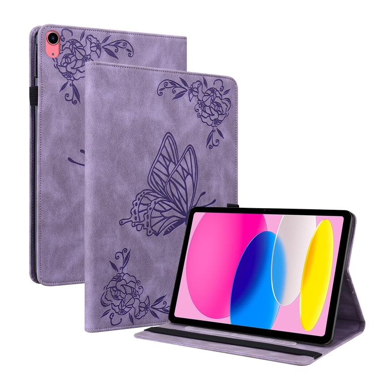 Étui en cuir gaufré motif papillon et fleur pour tablette, pour Huawei MatePad Pro 11 (2022), Huawei MatePad SE, Nokia T21, iPad 10e génération 10.9 (2022)