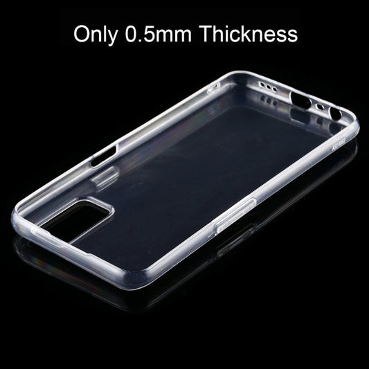 Crystal-clear TPU protective case displaying phone screen visibility and camera lens access