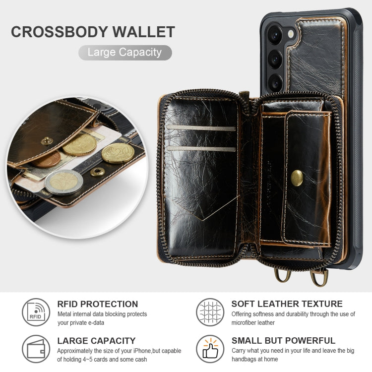 For Samsung Galaxy S23+ 5G JEEHOOD C22 Series Zipper Wallet Leather Phone Case with Dual Lanyard, For Samsung Galaxy S23+ 5G