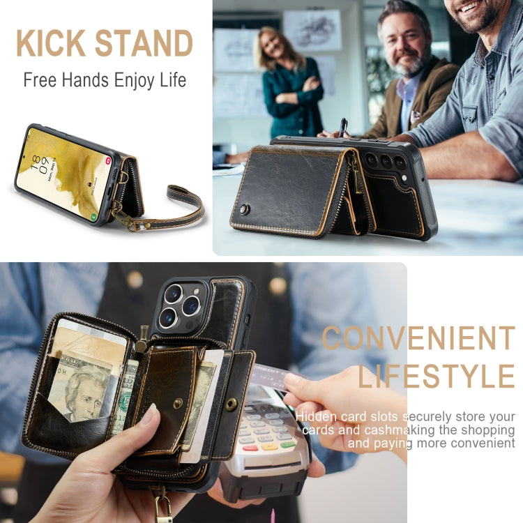 For Samsung Galaxy S23+ 5G JEEHOOD C22 Series Zipper Wallet Leather Phone Case with Dual Lanyard, For Samsung Galaxy S23+ 5G