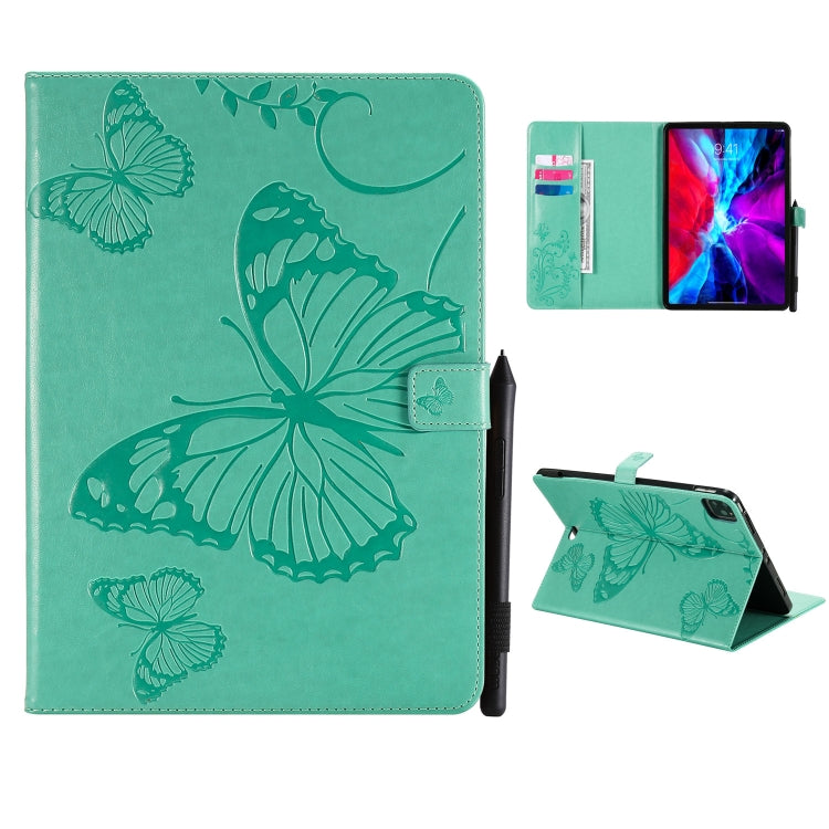 Pressed Printing Butterfly Pattern Horizontal Flip Leather Case with Holder & Card Slots & Wallet, For iPad Pro 12.9 (2020), For iPad Pro 11 (2020)