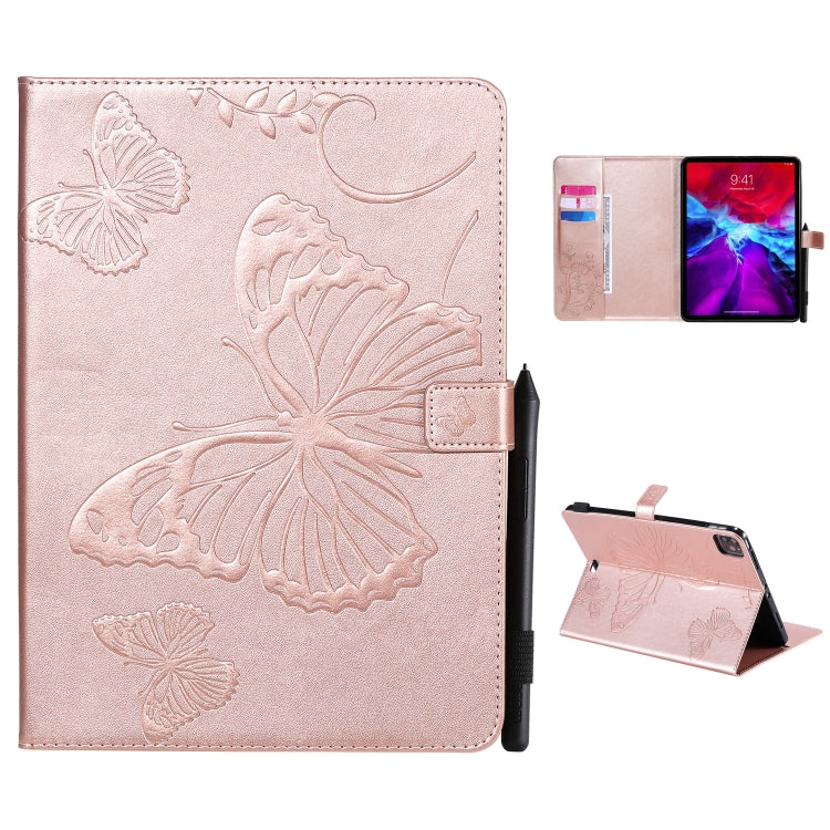Pressed Printing Butterfly Pattern Horizontal Flip Leather Case with Holder & Card Slots & Wallet, For iPad Pro 12.9 (2020), For iPad Pro 11 (2020)